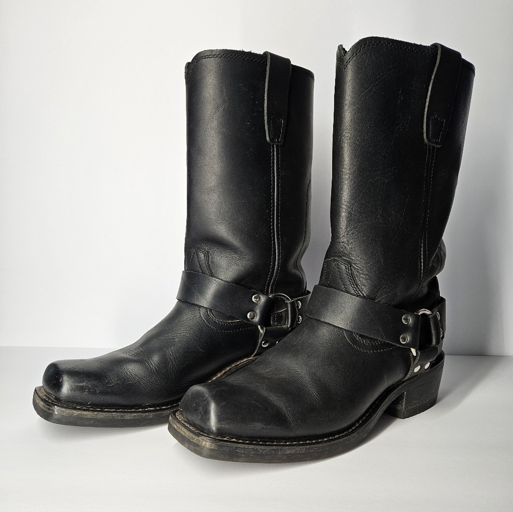 Durango Black Leather Harness Unisex Motorcycle Boots Men's Size 8.5/Women's 10